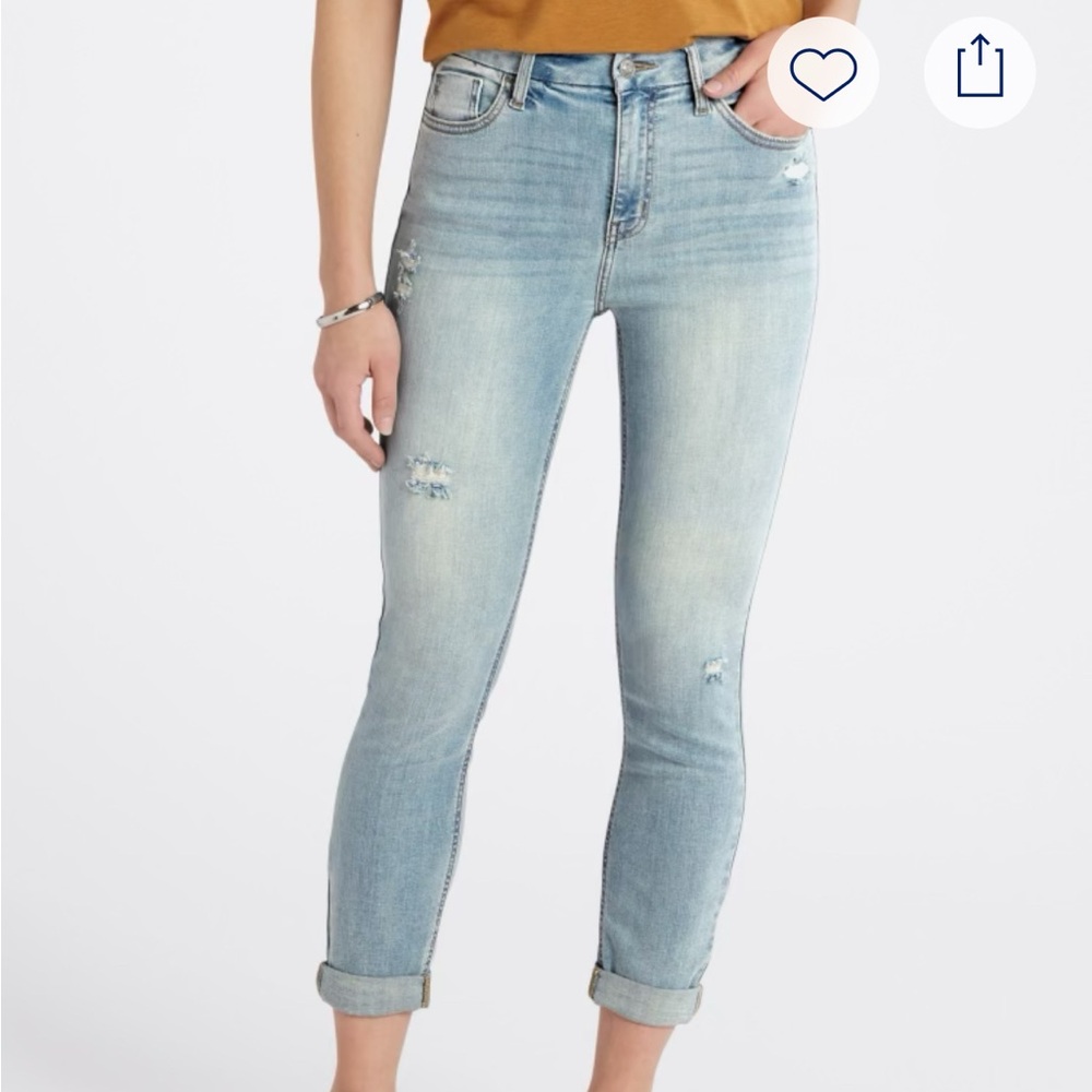 Women's Light Blue Distressed Jeans